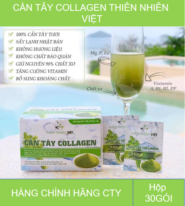 cần tây collagen thiên nhiên việt 30 gói 1 hộp - Giảm cân hiệu quả, da sáng dáng đẹp