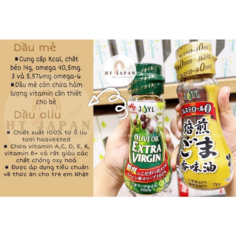 Dầu Oliu, dầu mè Ajinomoto Nhật cho bé ăn dặm chai 70gr