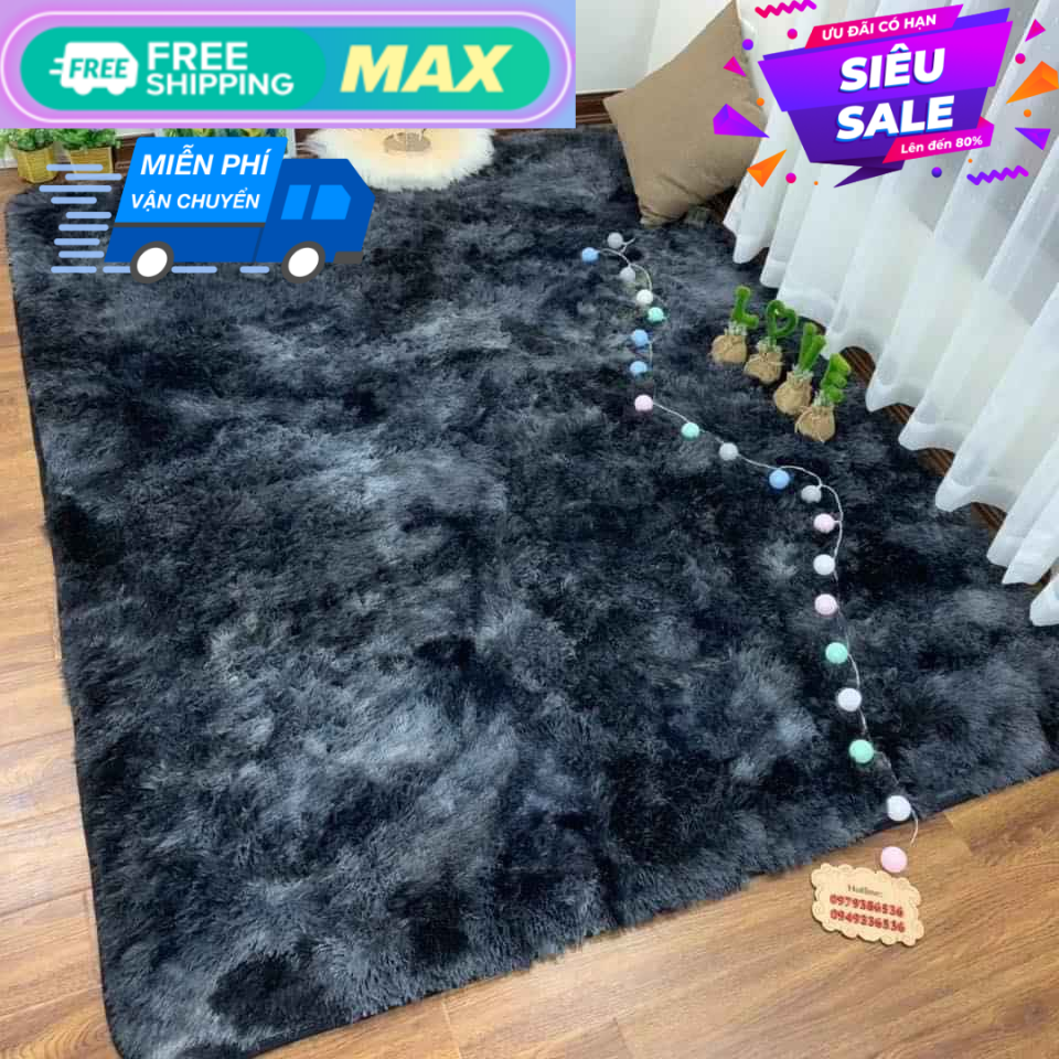Thảm lông xù, thảm lông trải sàn phòng khách 1m6x2m phong cách châu âu