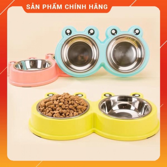 Bát ăn đôi hình ếch cho chó mèo thú cưng của quaqua pet shop