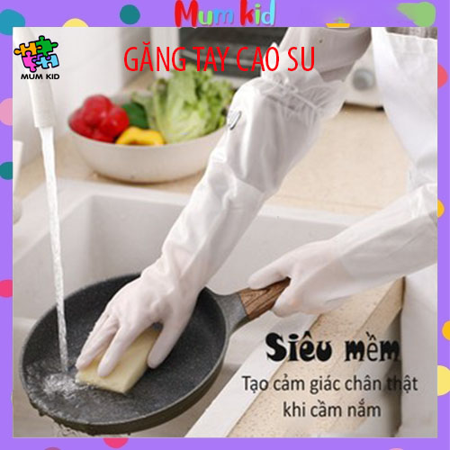 Găng tay cao su rửa chén bát siêu dai - Cổ cao - Có chun chống tụt lót nỉ Găng tay rửa bát silicon, bao tay rửa bát, gang tay silicon-Găng Tay Rửa Chén Gia Dụng Nhà Bếp