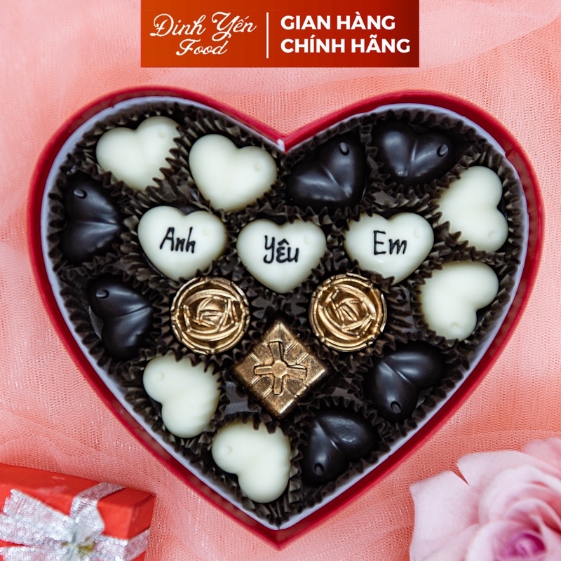 Hộp quà tặng socola valentine/16x3,5cm/M1C/18 viên
