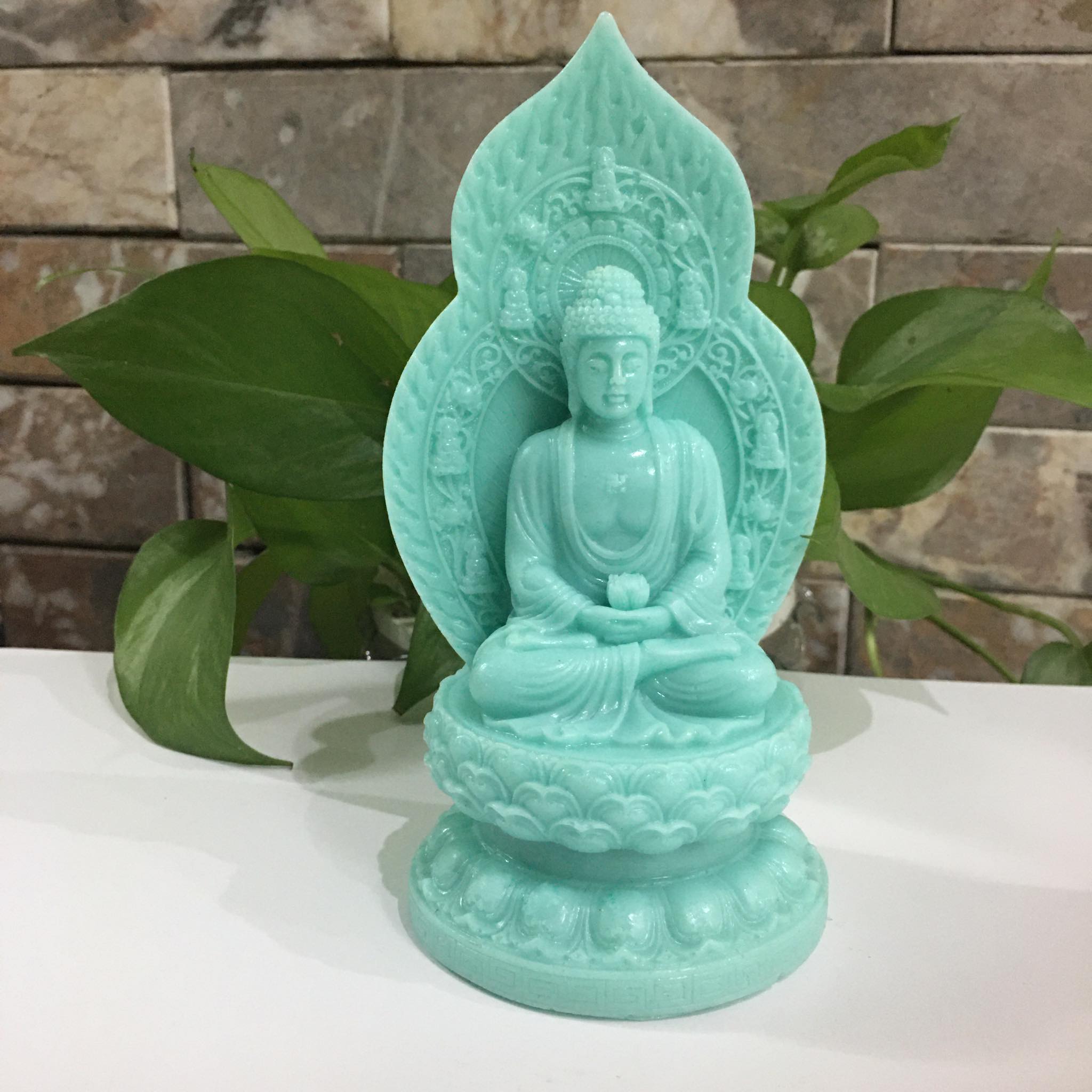 Tượng Phật A Di Đà cao 18 cm màu xanh ngọc mang bình an cho mọi người