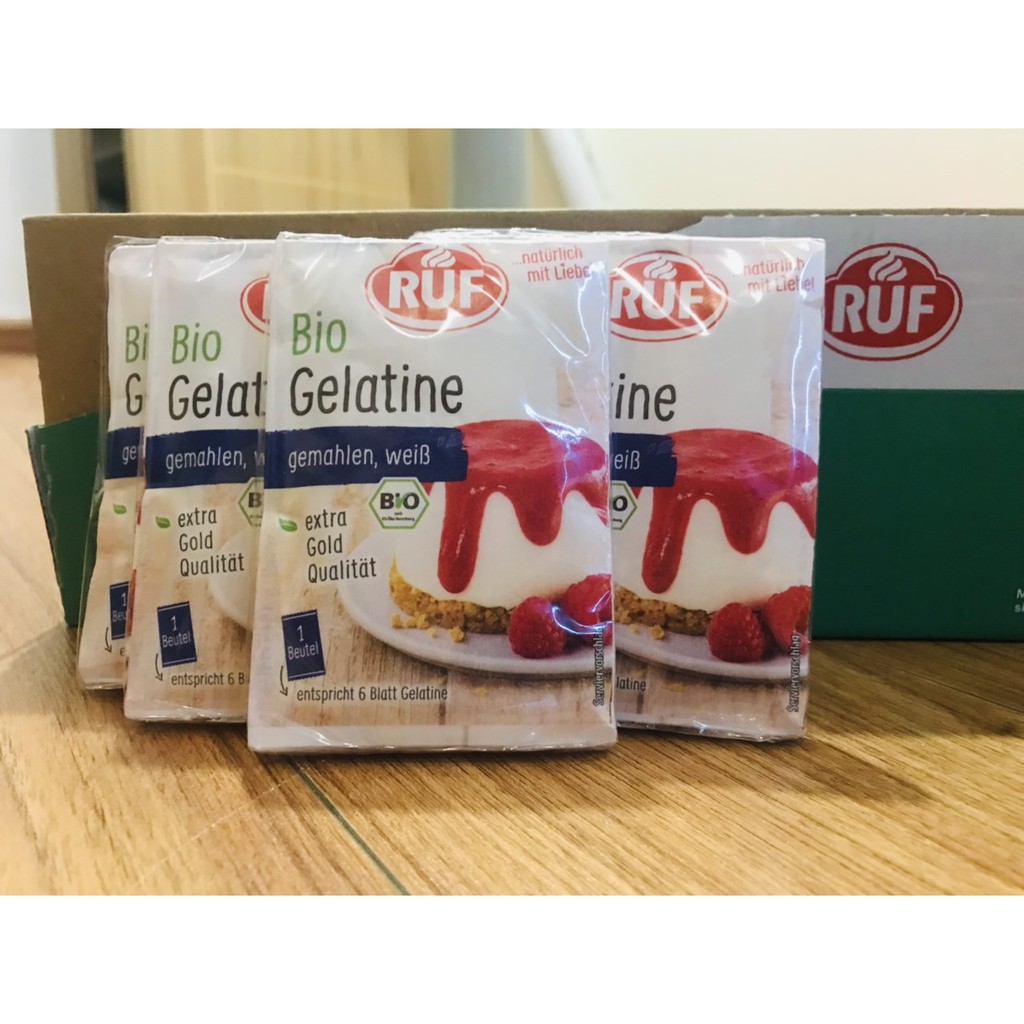 Gelatin hữu cơ ruf bio đức 9g- mẫu mới