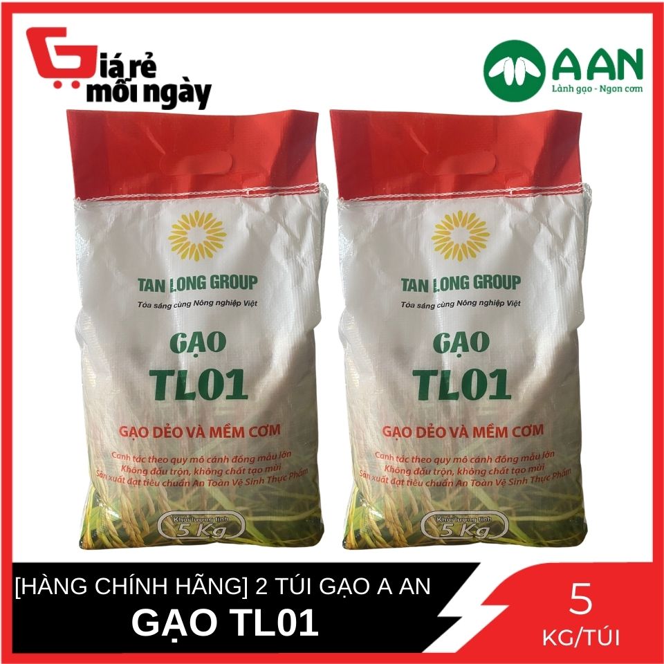 [HÀNG CHÍNH HÃNG] Combo 2 Túi Gạo Dẻo và Mềm Cơm TL01 Gạo A An Túi 5 Kg x2