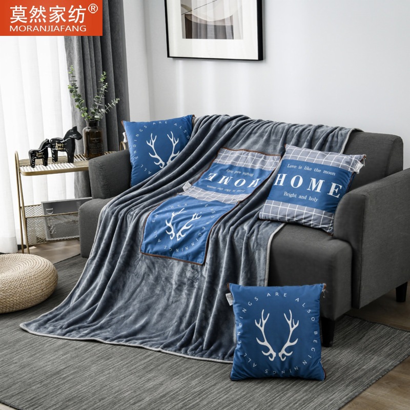 Moran Home Dệt May Flannel Gối Ôm Chăn Đa Chức Năng Gối Thường Ngày Đệm Đa Năng Gối Ô Tô Có Thể In logo