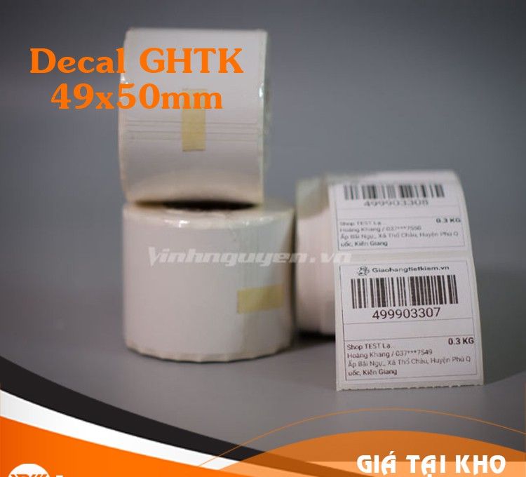 Tem in vận đơn GHTK 50x50 Dài 25m gần 500 Tem