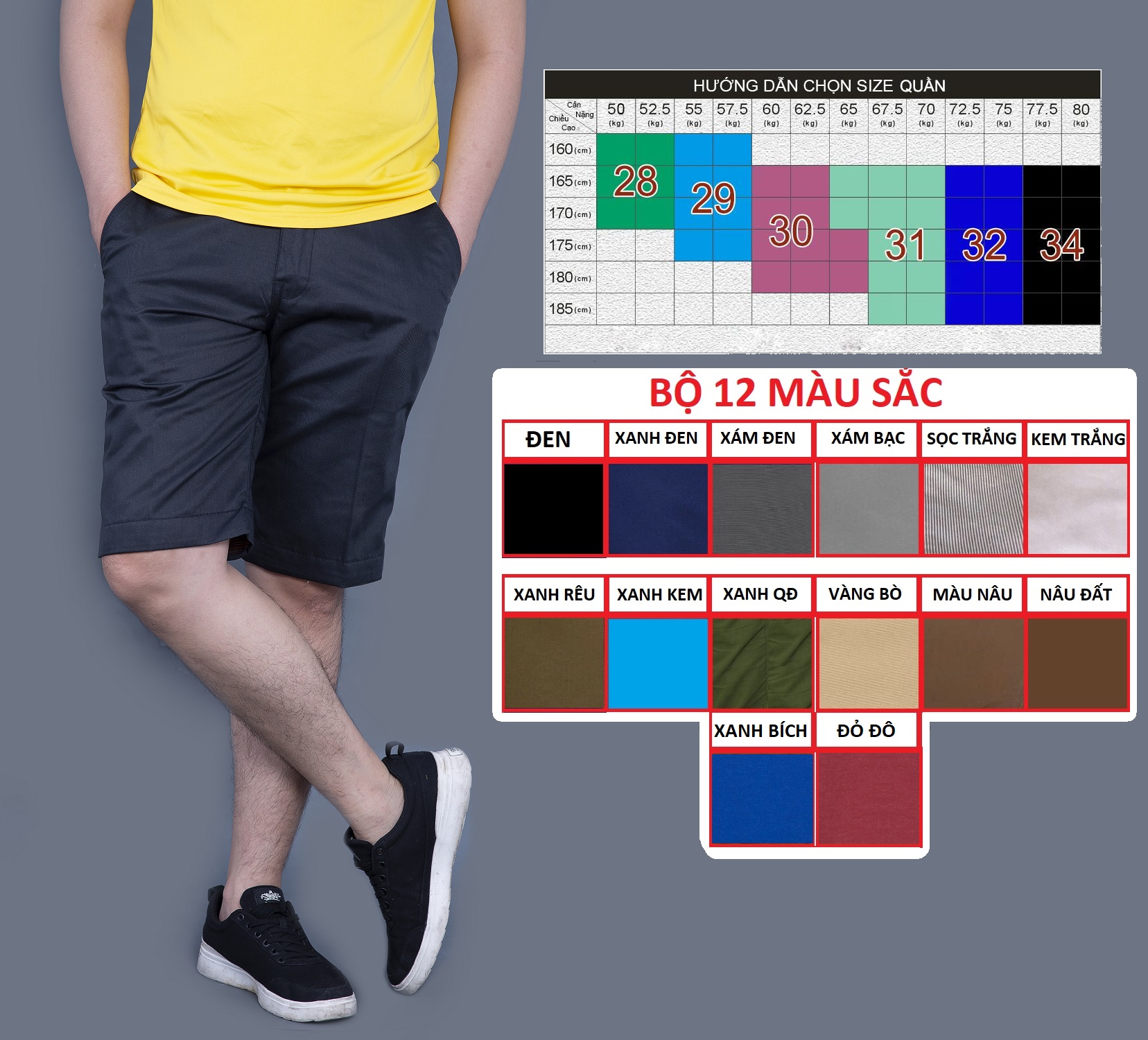 Quần sọt kaki nam trẻ trung thoáng mát phong cách han quôc