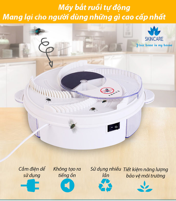 Máy bắt ruồi tự động , Máy bắt ruồi tự động thông minh - Máy bắt ruồi đa năng sử dụng nhiều lần - An toàn thân thiện với môi trường và trẻ nhỏ.