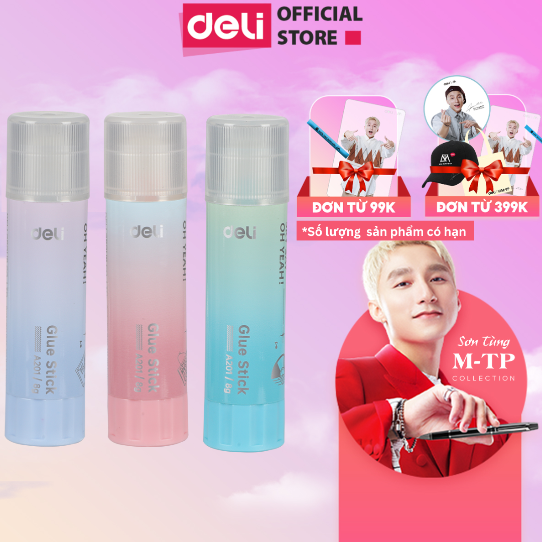 Hồ khô Deli siêu dính Hồ dán thủ công, dán giấy siêu chắc màu pastel - CA201