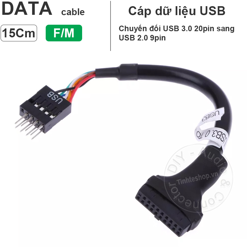 Cáp USB 2.0 sang 3.0 15Cm - Dây chuyển USB 2.0 9pin sang USB 3.0 20pin