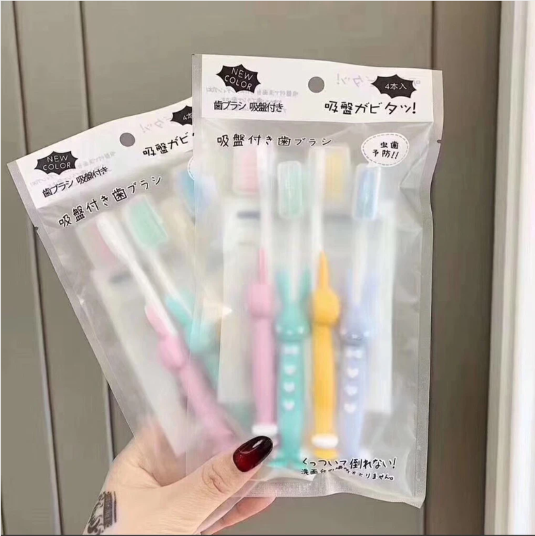 Set 4 bàn chải đánh răng hình thú dễ thương cho bé h158 lông bàn chải mềm mịn