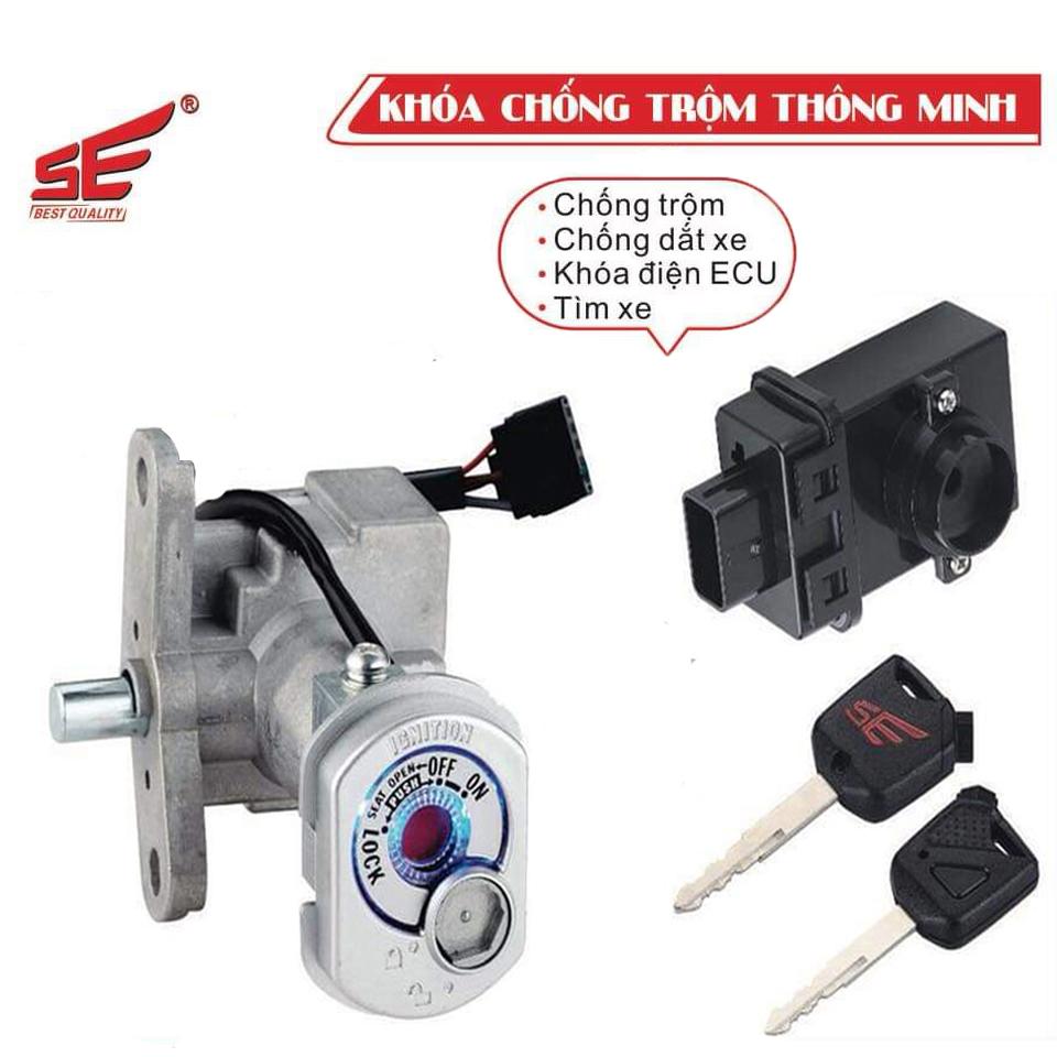 Ổ khóa chống trộm Nouvo LX, Lexam dòng 2 cạnh mặt đèn led, chống trộm siêu cấp, chống dắt xe, tìm xe trong bán kính 50m