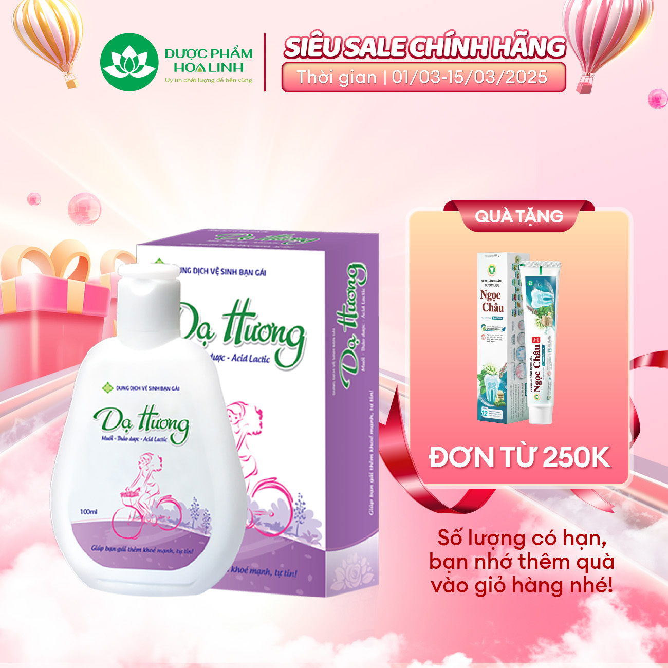 Dung dịch vệ sinh phụ nữ Dạ Hương bạn gái - Dạ Hương Teen 100ml