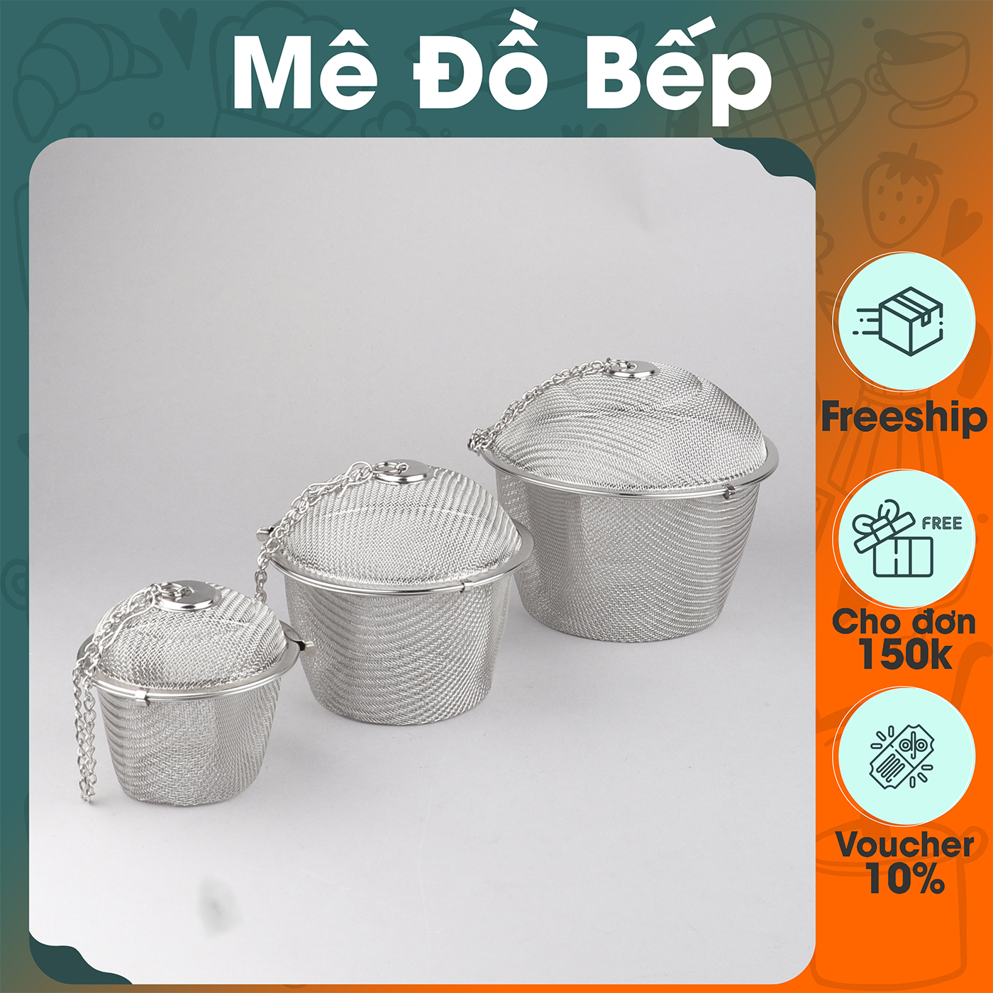 Dụng cụ lọc trà và gia vị inox Bam House kích thước lớn LT01 - BamBam Store