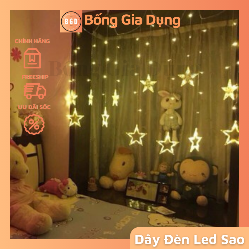 Đèn led trang trí noel ngôi sao đèn nháy đèn thả mành sao trang trí giáng sinh