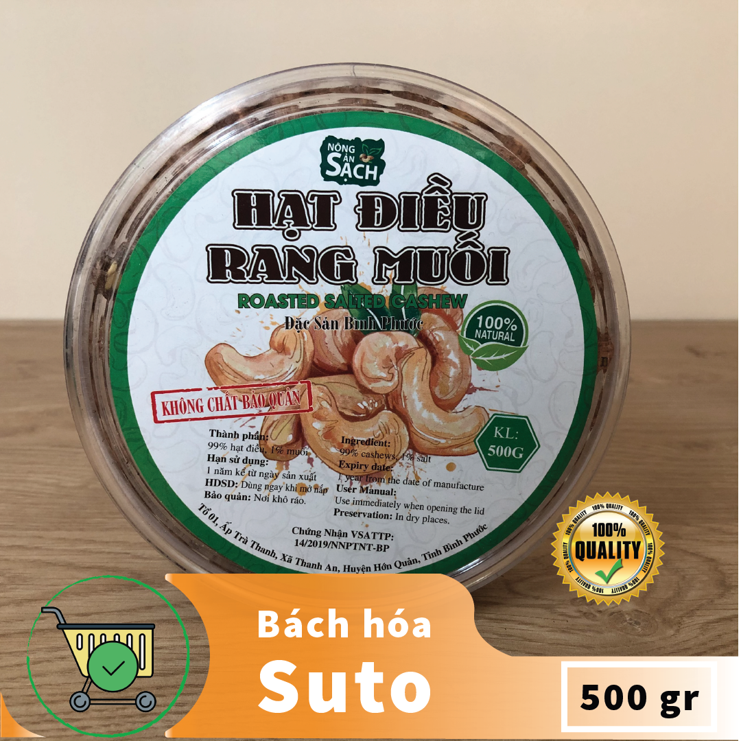 Hạt điều A cồ Bình Phước hàng tuyển rang muối còn vỏ lụa hạt giòn thơm hộp 500g sang trọng hợp vệ sinh HuTo House