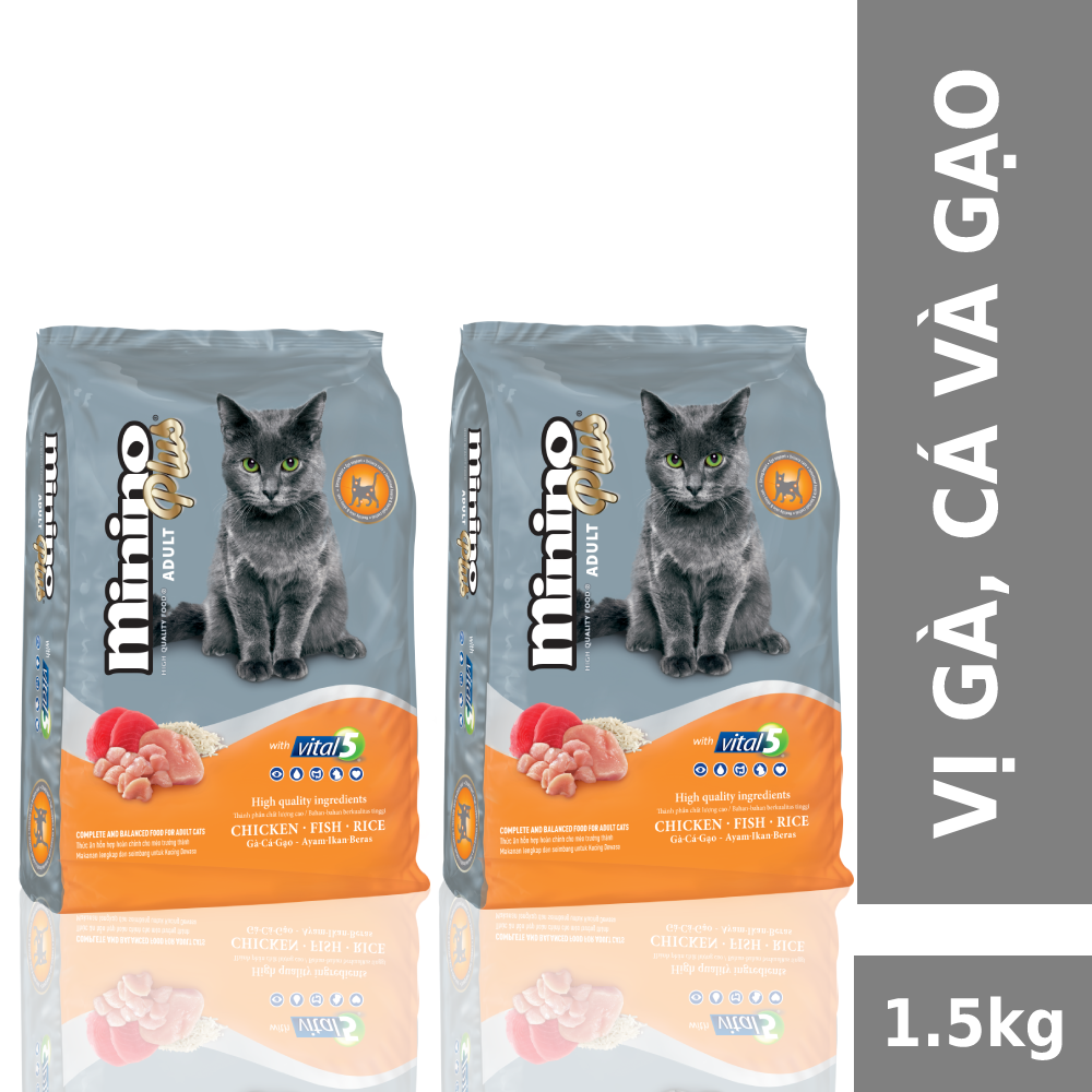 Combo 2 gói thức ăn cho mèo Minino Plus Adult 1.5kg