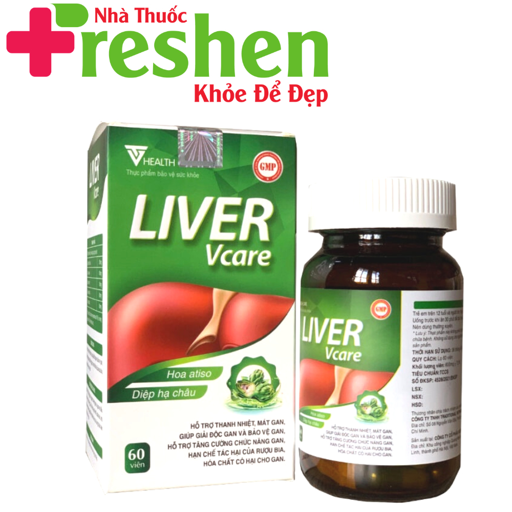 Giải độc gan liver vcare hạ men gan, làm mát gan, bổ gan, tăng cường chức năng gan- hộp 60 viên- ngày 1 viên