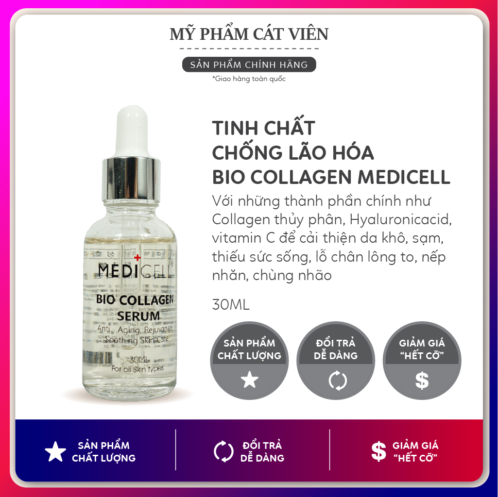 Serum trẻ hóa Bio Collagen Medicell, xóa nhăn chống lão hóa, căng bóng da se khít lỗ chân lông - lọ 30ml