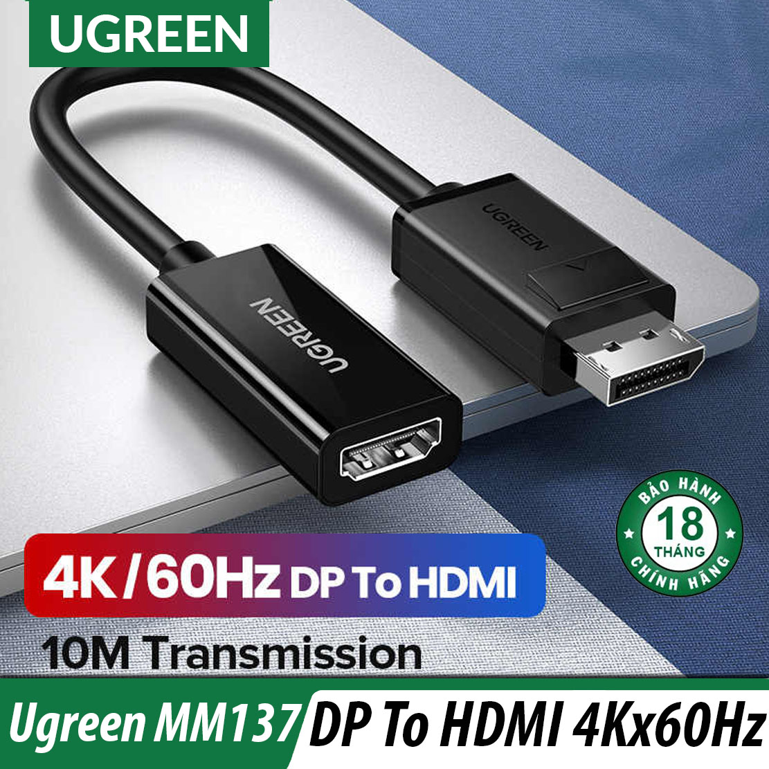 Cáp displayport ra hdmi 4k cao cấp ugreen mm137 - hàng chính hãng bh 18t đổi mới