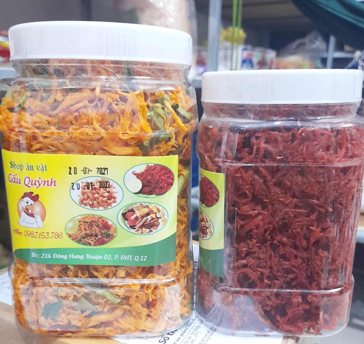 [hcm]combo 1kg (khô gà lá chanh 0.5kg khô bò xé sợi 0.5kg)