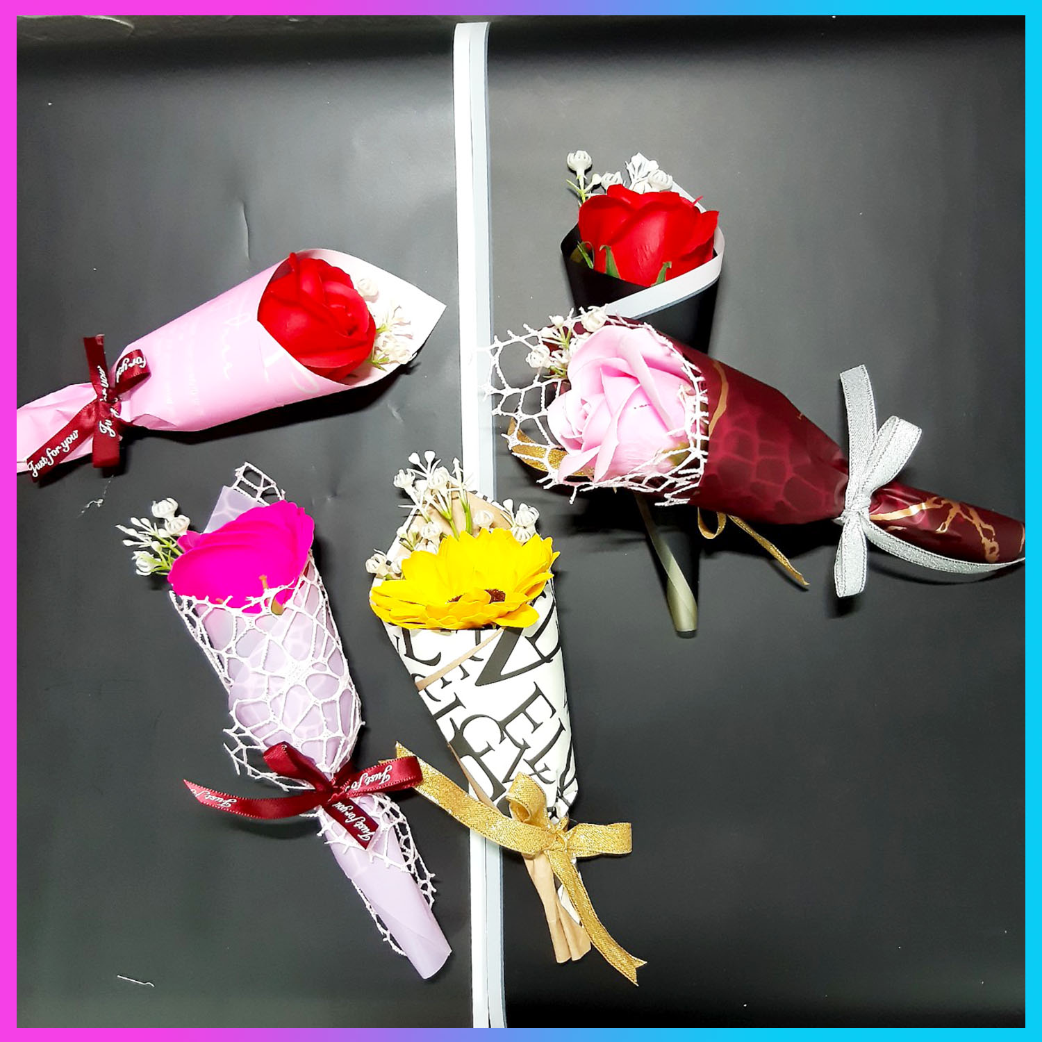 Hoa Sáp Mini Bó 1 Bông Trang Trí Bánh Kem, Hộp Quà Tặng Bạn Gái, Tặng Sinh Nhật, Ngày 8/3, Ngày 20/11
