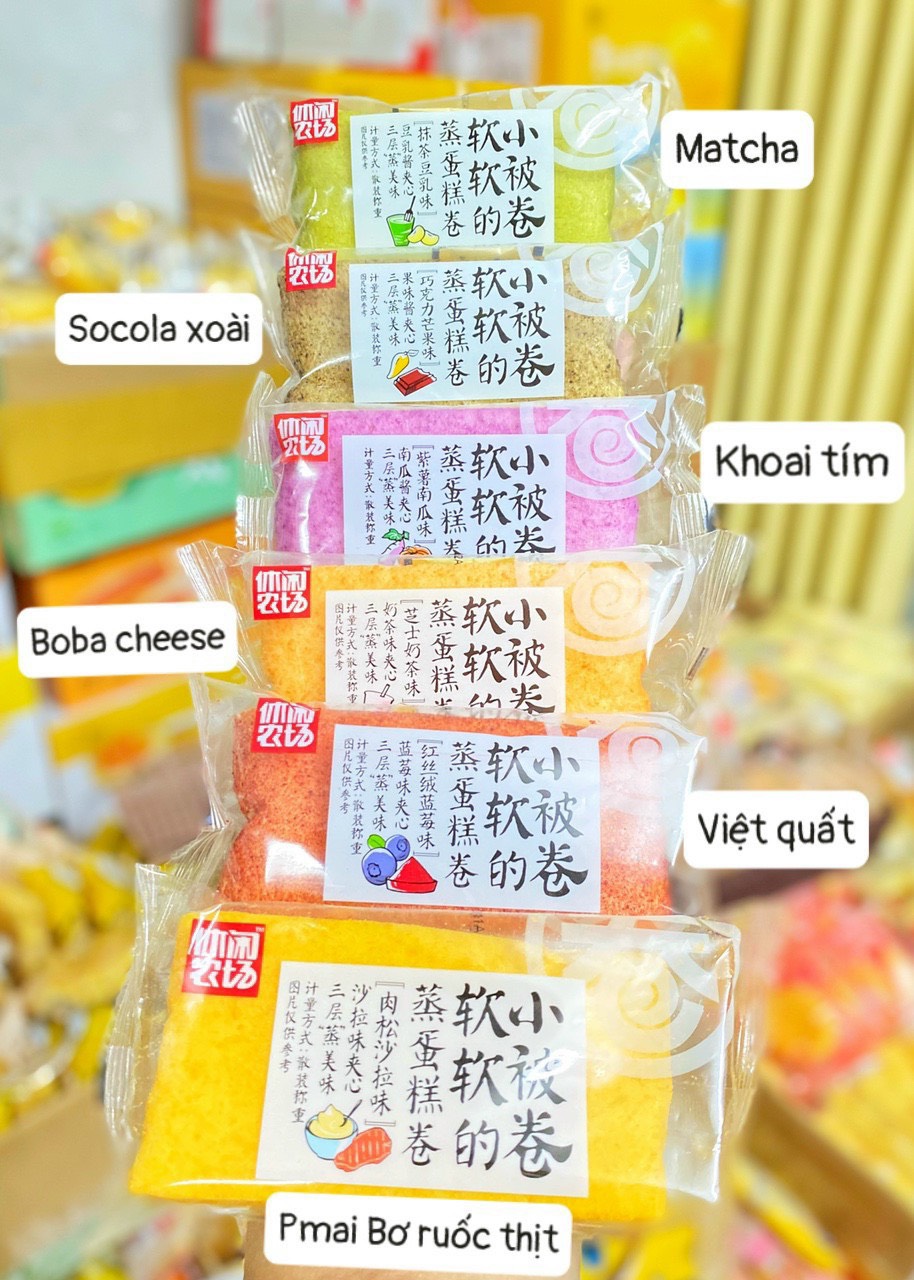 Bánh Bông Lan Cuộn Đài Loan - mix random Nhiều Vị - ăn vặt nhà heo
