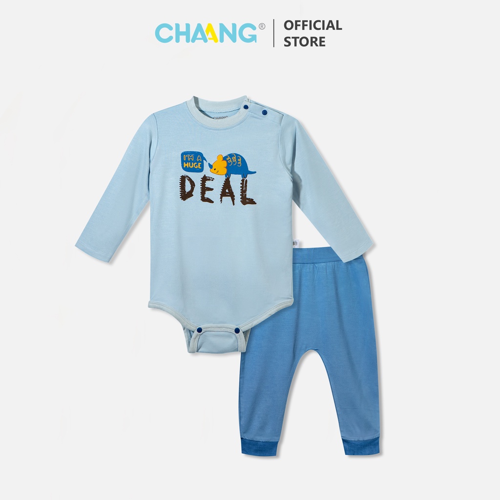 CHAANG 2021 Bộ Bodychip Dài Bé Trai Dino Xanh