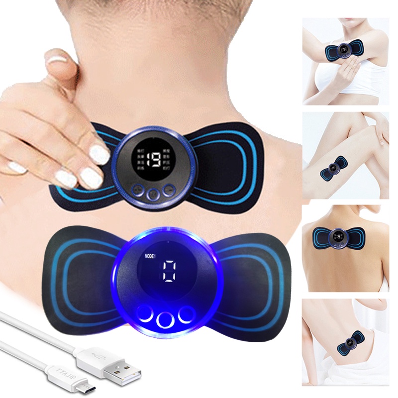 Miếng Dán Massage Toàn Thân Mini, Máy Massage Cổ Vai Gáy Lưng 6 Chế Độ Xoa Bóp