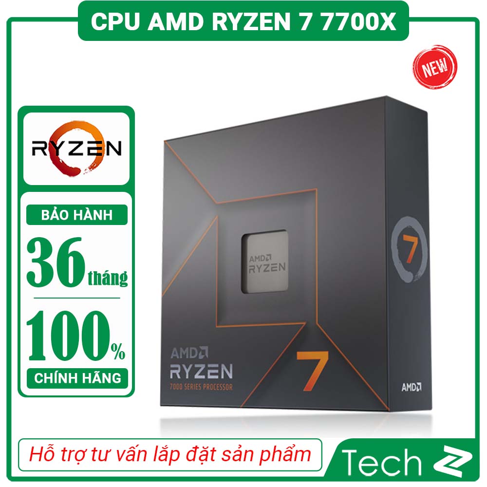 CPU AMD Ryzen 7 7700X 4.5 GHz Upto 5.4GHz 40MB 8 Cores, 16 Threads 105W