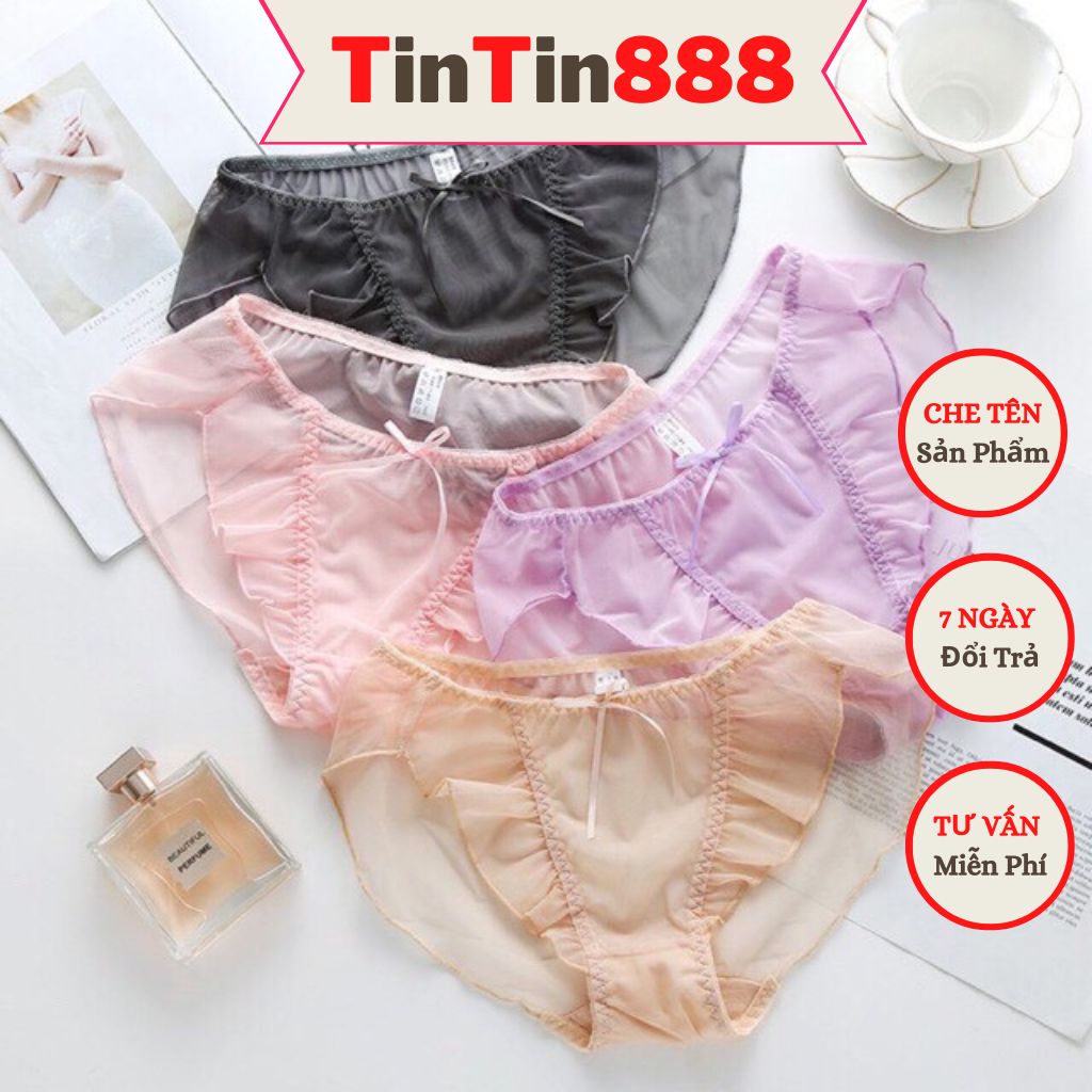Bộ 5 Quần lót nữ ren lưới bèo quyến rũ sexy co dãn nhiều kháng khuẩn thoáng mát mùa hè có size - Quần lót của nữ xuyên thấu mềm mại tuổi mới lớn học sinh- TinTin888