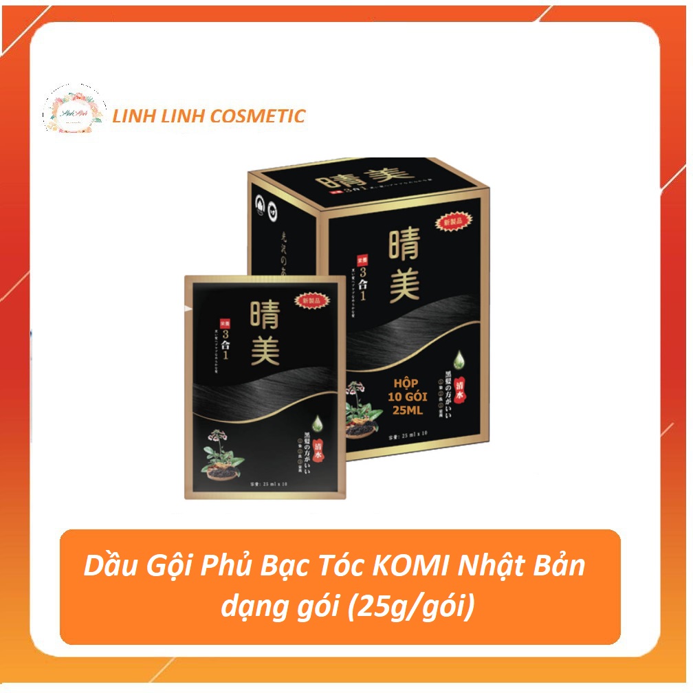 Dầu gội nhuộm phủ bạc tóc Komi Nhật dạng hộp 10 gói - linh linh cosmetic