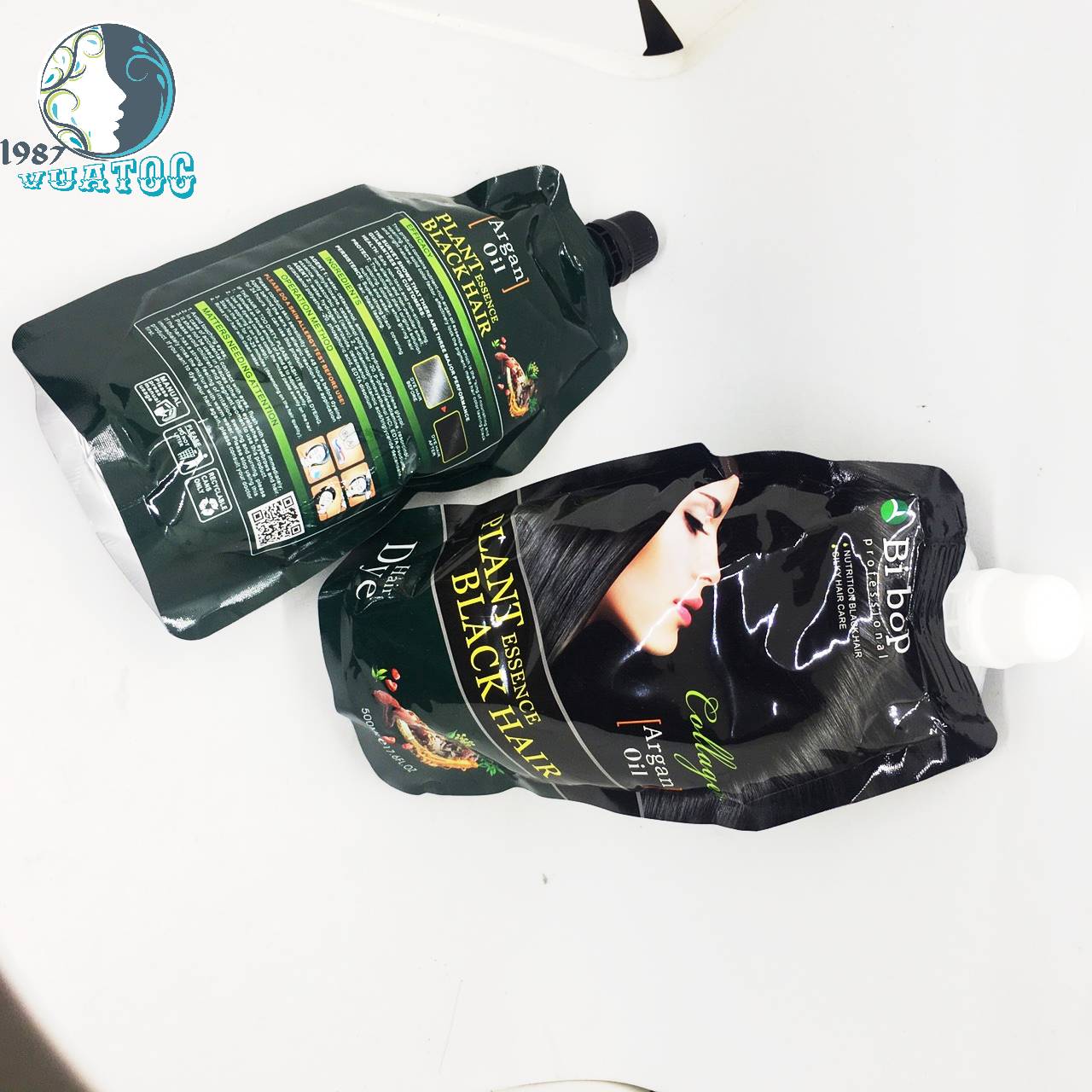 Nhuộm đen Bibop 500mlx2 Nhuộm đen không dính da đầu Nhuộm đen tóc tại nhà Nhuộm phủ bạc đen bibop