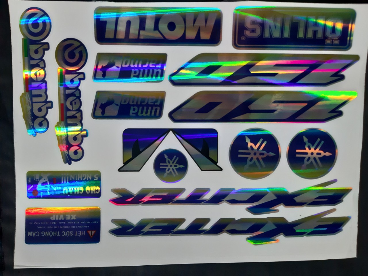 BỘ TEM LOGO YAMAHA EXCITER CROM (MÀU TIAN) 7 MÀU