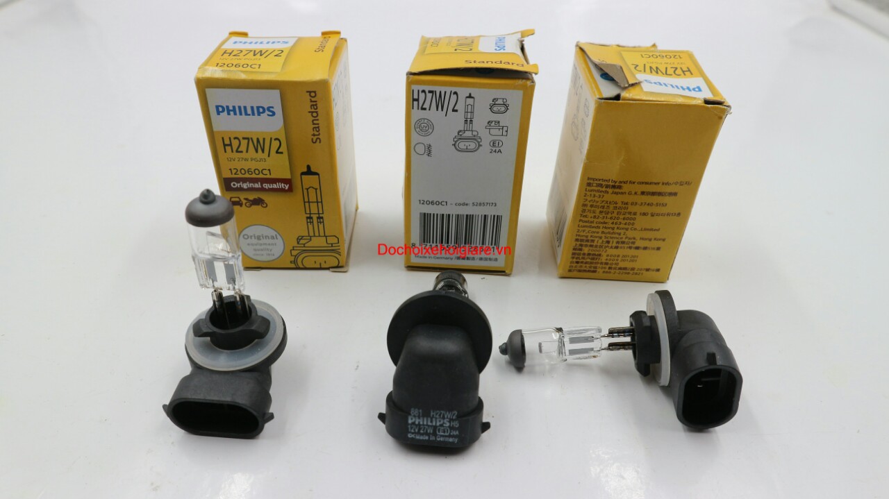 Bóng đèn Halogen ô tô H27W/2 12V 27W. Philips Original tăng sáng 30%