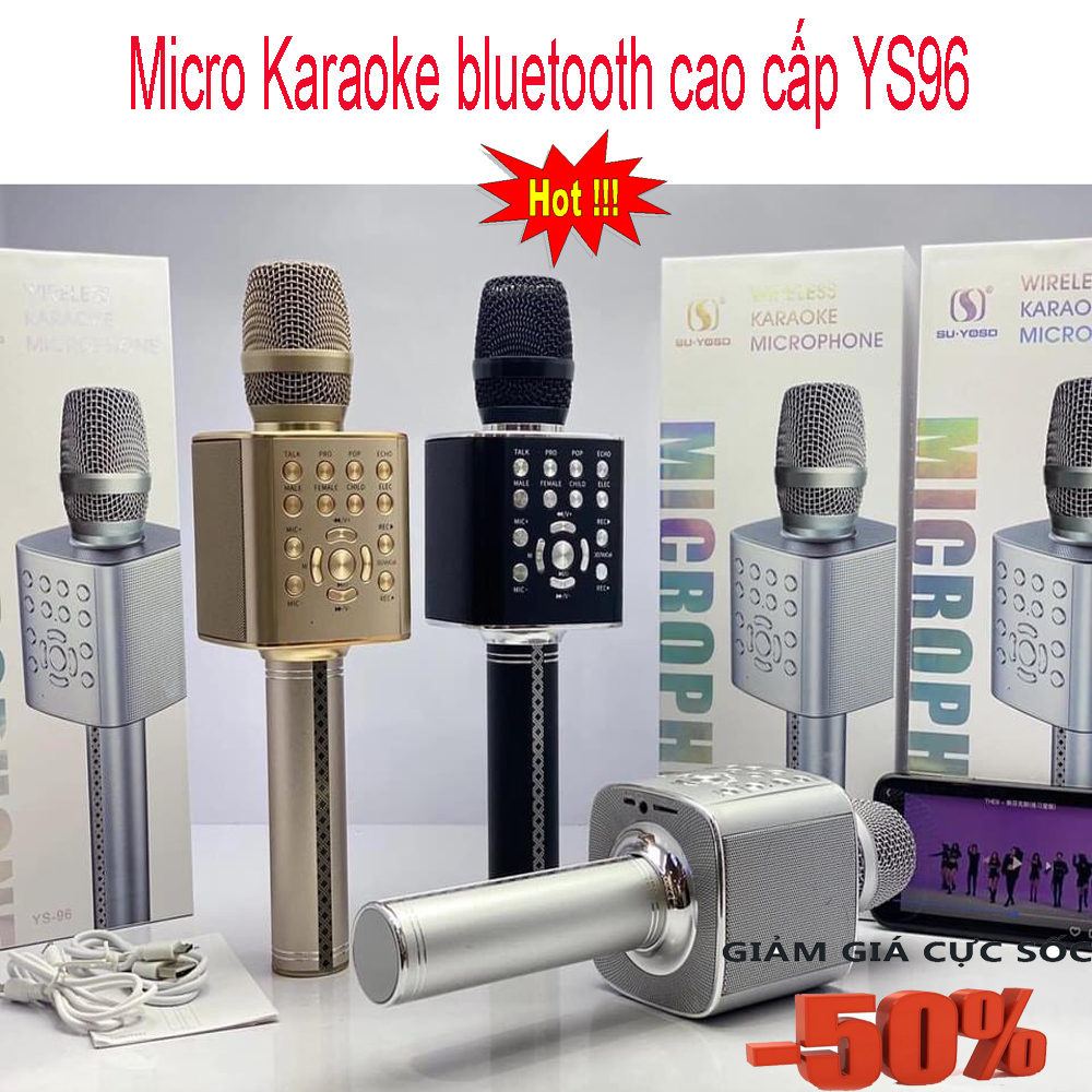 [HCM][Cực Phẩm 2020 ] TOP Mic Hát Karaoke Kèm Loa Bluetooth Chính Hãng Micro Karaoke Bluetooth Cao Cấp YS-96 Mic Karaoke Bluetooth Tích Hợp Thu Âm Live Stream Âm Vang Bass Trầm Ấm Lọc Âm Cực Chuẩn Chống Hú Rít  Pin Cực Trâu