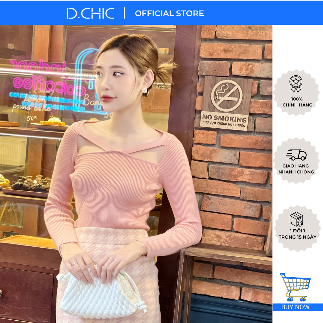 Áo len cổ vuông đáp chéo 2 bên d.chic ms: 188090