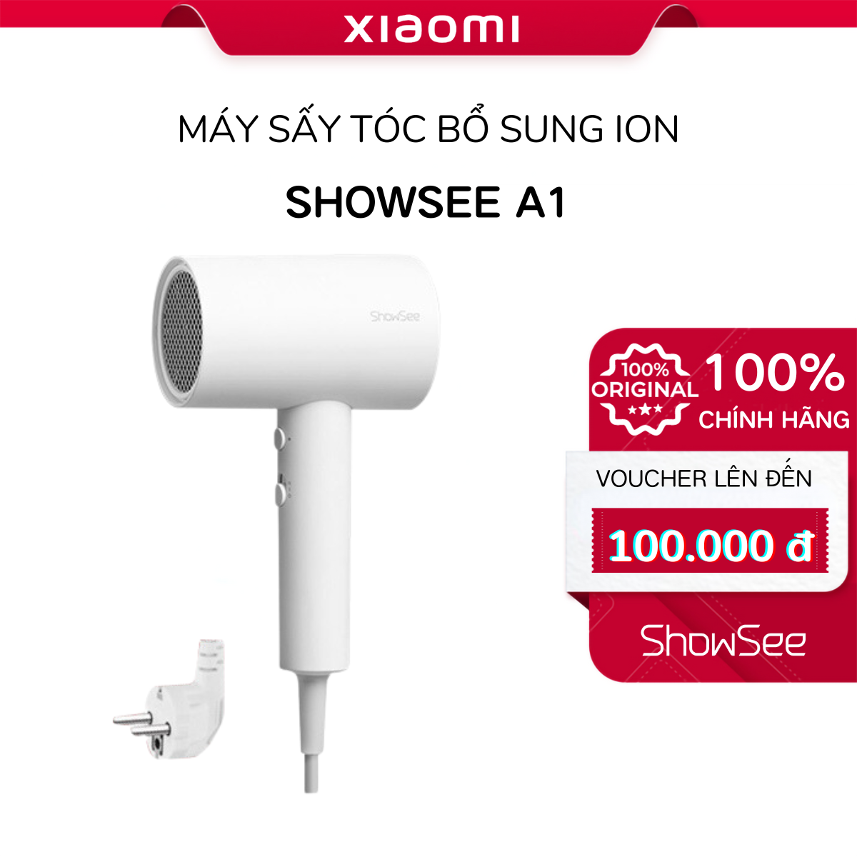 (bản quốc tế) Máy sấy tóc bổ sung ion âm SHOWSEE A1 -W -công suất 1800W / cao cấp Chống Xù Rối Khô Tóc - Mi Smart Life