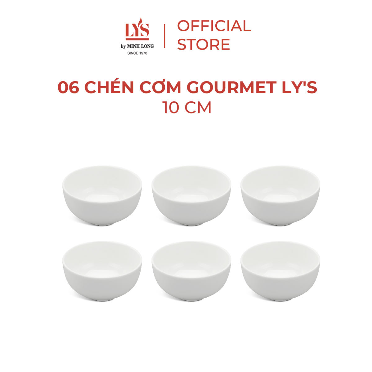 Chén Ăn Cơm Minh Long 10 cm Gourmet Trắng Ngà Bộ 6 , Bộ 10 dùng cho gia đình, kiểu dáng sang trọng, bền chắc qua nhiều năm