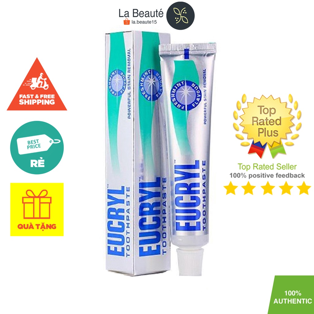 Eucryl Freshmint Toothpaste - Kem Đánh Răng Bạc Hà Tẩy Trắng 62g