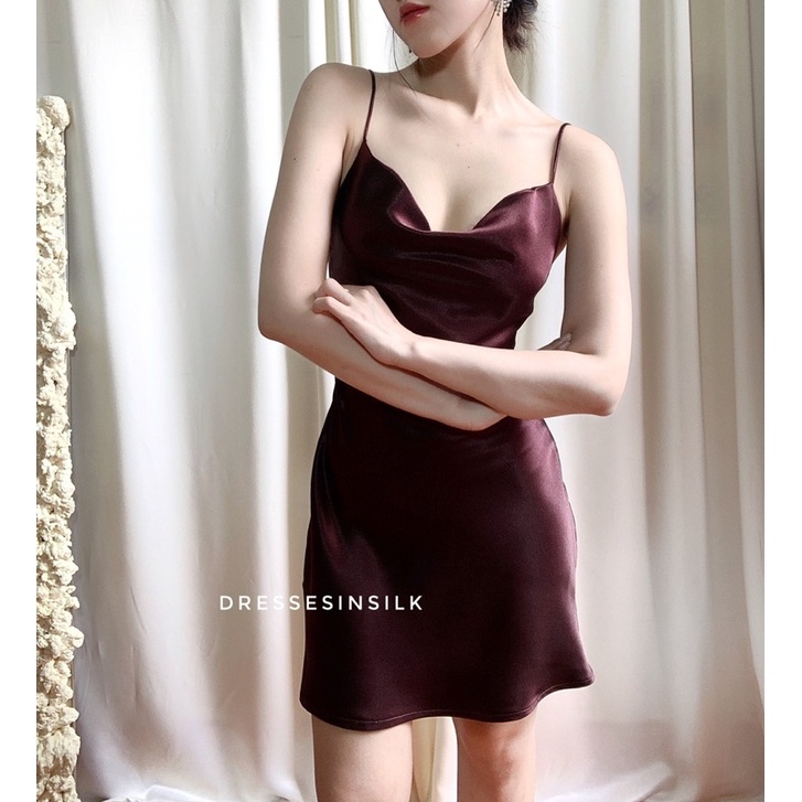Đầm lụa cổ đỗ ngắn