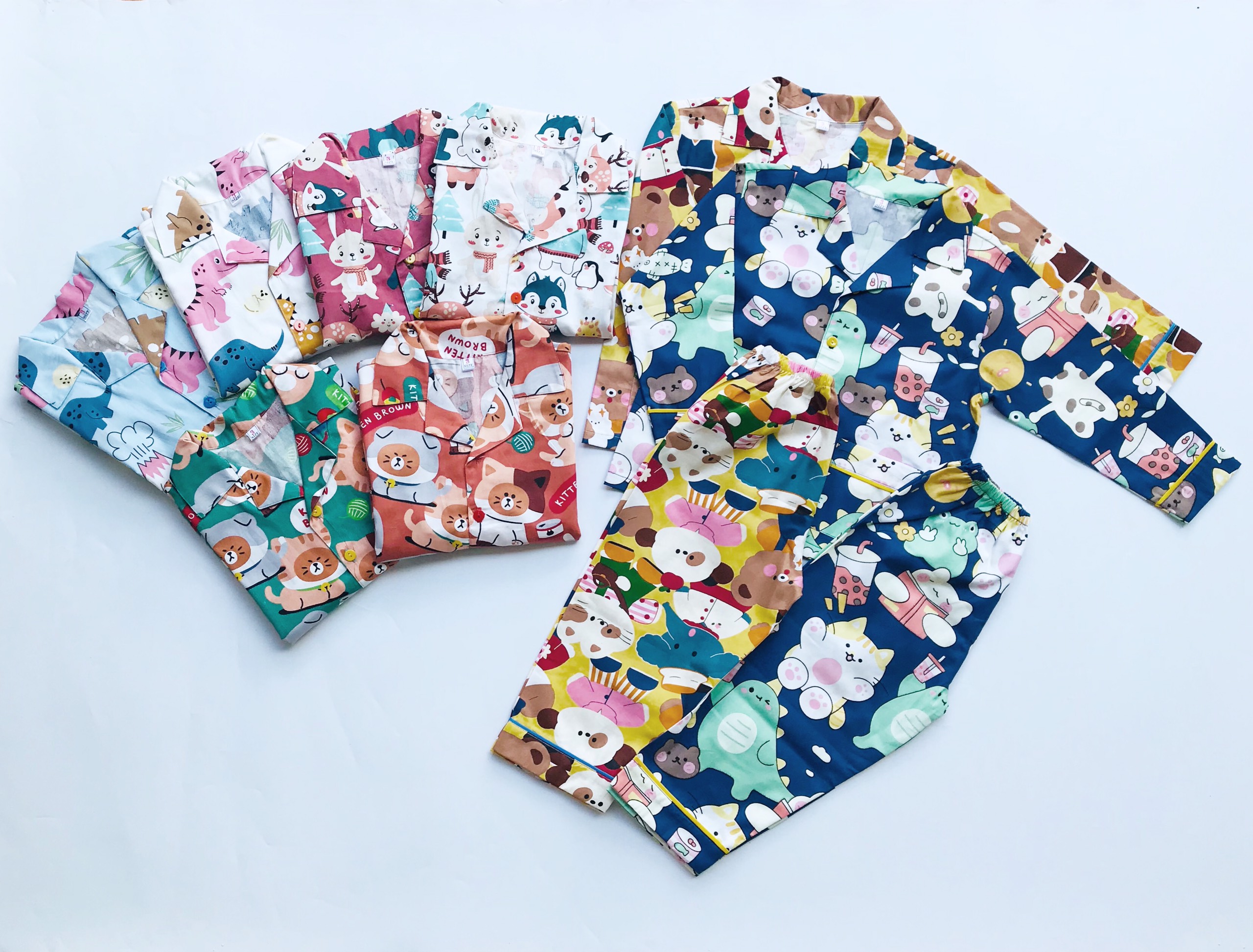 Set bộ Pijama cho bé mặc nhà mặc ngủ vải thô lụa mịn đẹp nhiều mẫu hình thú size cho bé 1-9 tuổi 10-40kg