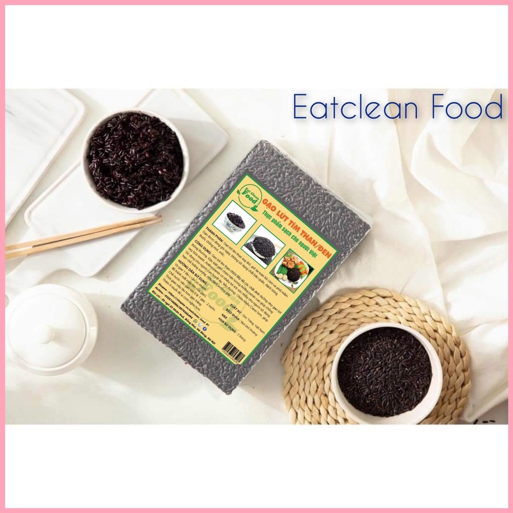 [Mã 252FMCGSALE giảm 8  đơn 500K] Gạo lứt đen/tím than dẻo không ngâm ăn kiênggiảm câneatclean (1kg)