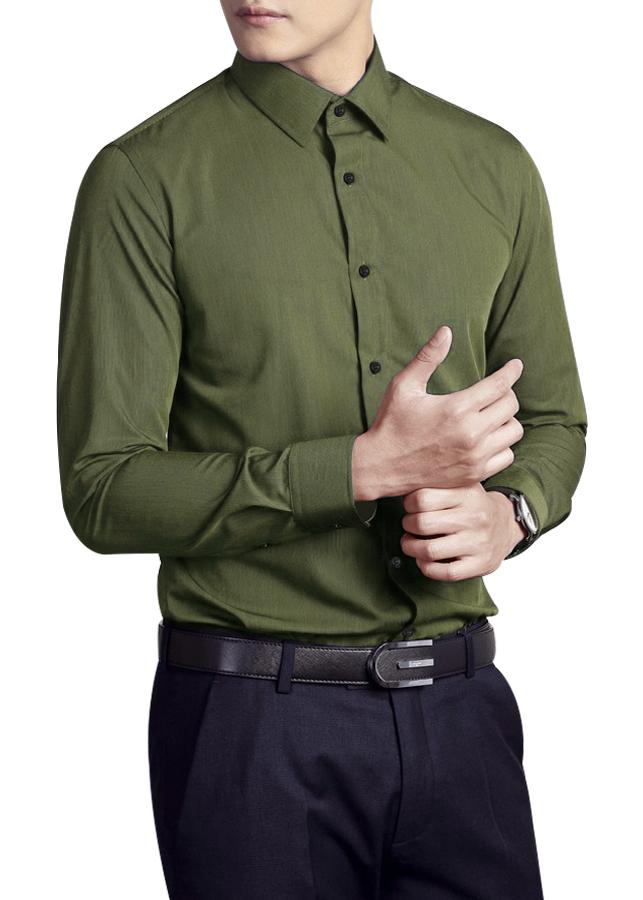 Sơ mi nam màu xanh rêu, phong cách nhẹ nhàng lịch lãm