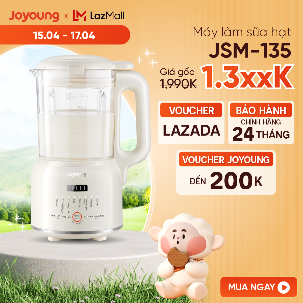 Máy làm sữa hạt Joyoung JSM-135 | Dung tích 1.2L | Công suất 400W