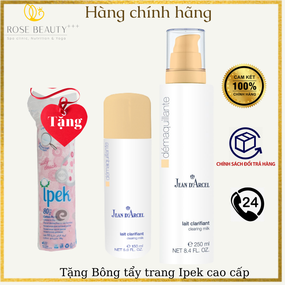 [Jean d'Arcel] Sữa Rửa Mặt Dầu Mụn Jean Darcel J01 , J107 - Clearing Milk - Dạng Sữa - Rosa Beauty+++ Tặng kèm bông tẩy trang Ipek cao cấp khi mua size Lớn