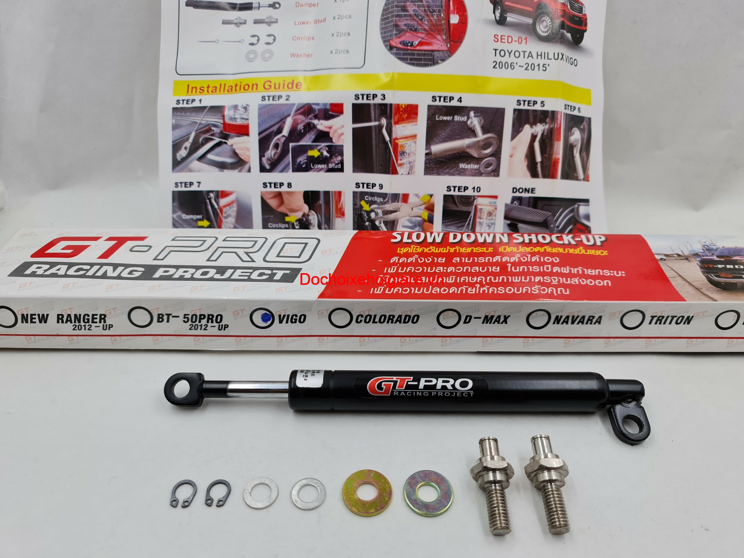 Ty thủy lực hãm mở cốp thùng sau xe bán tải Toyota Hilux Vigo, Revo (2005-2021). GT-Pro Thailand