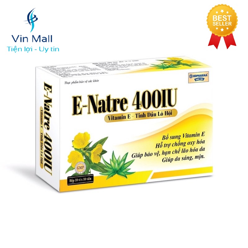 E-natre 400iu bổ sung vitamin e giúp da trắng sáng hồng hào