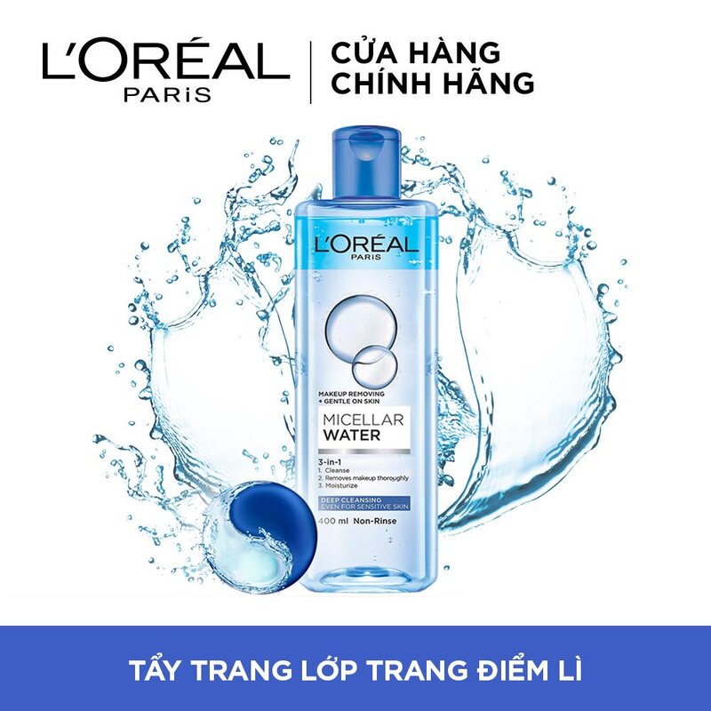 Nước Tẩy Trang Loreal Micellar Water Deep Cleansing Làm Sạch Sâu Trang Điểm 400ml